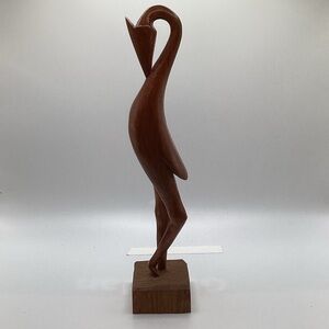 Minimalist Brown Wooden Crane Sculpture - Home Art Accent